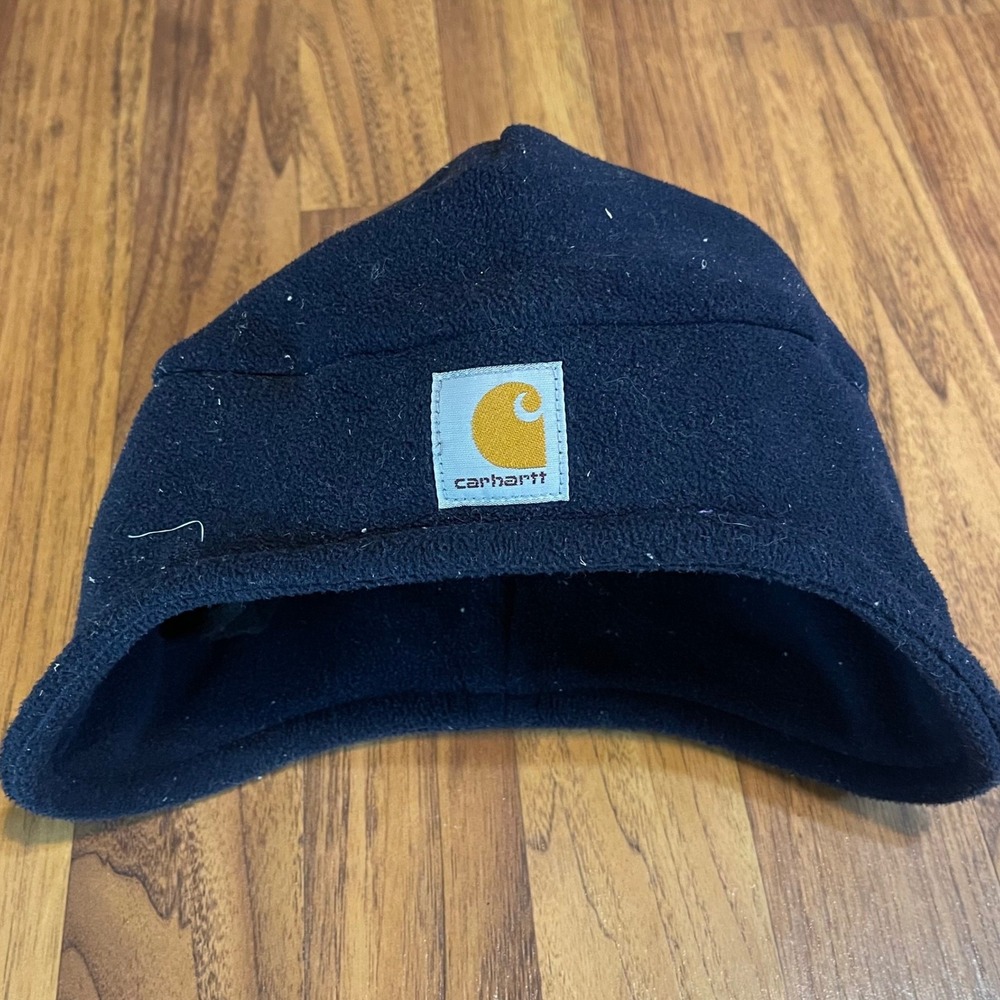 Carhartt Fleece Beanie Hat Mens OSFA Navy Blue Workwear Winter Skull Cap 100450